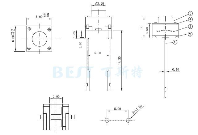 輕觸開(kāi)關(guān)TS-1109D參考圖紙